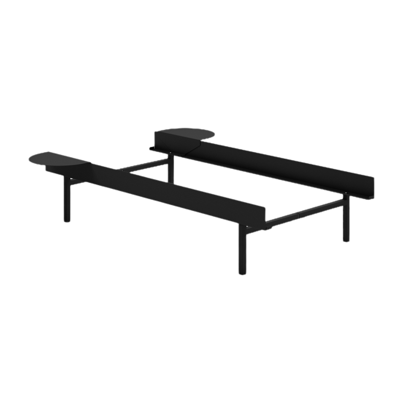 Somier de láminas de acero negro con mesillas de 90 cm - Moebe
