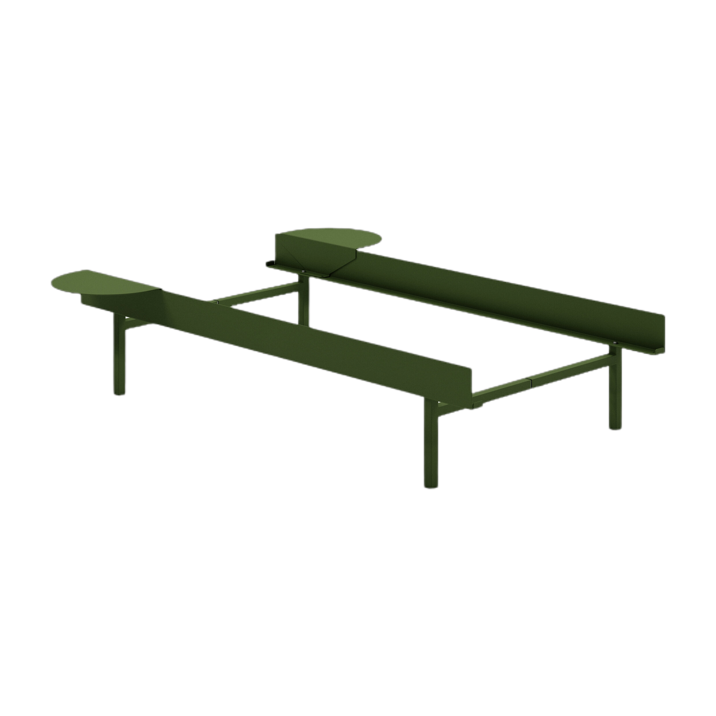 Somier de láminas de acero verde abeto con mesillas de 90 cm - Moebe