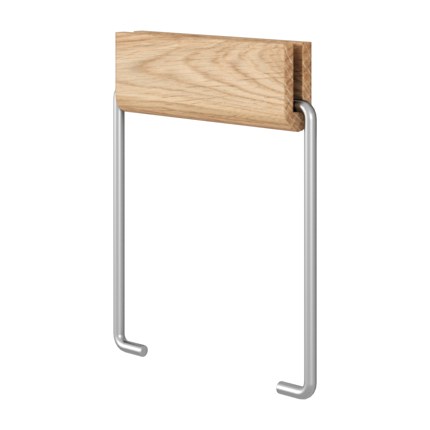 Oak and stainless steel toilet roll holder 14x12x1. 5cm - Moebe