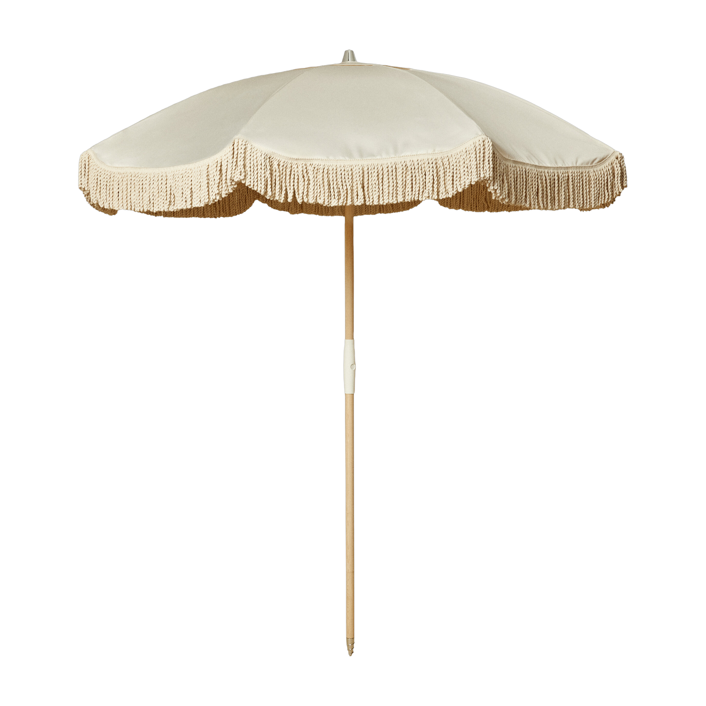 Parasol grège aux franges en coton écru 2m20 Pablo - Courant Sauvage