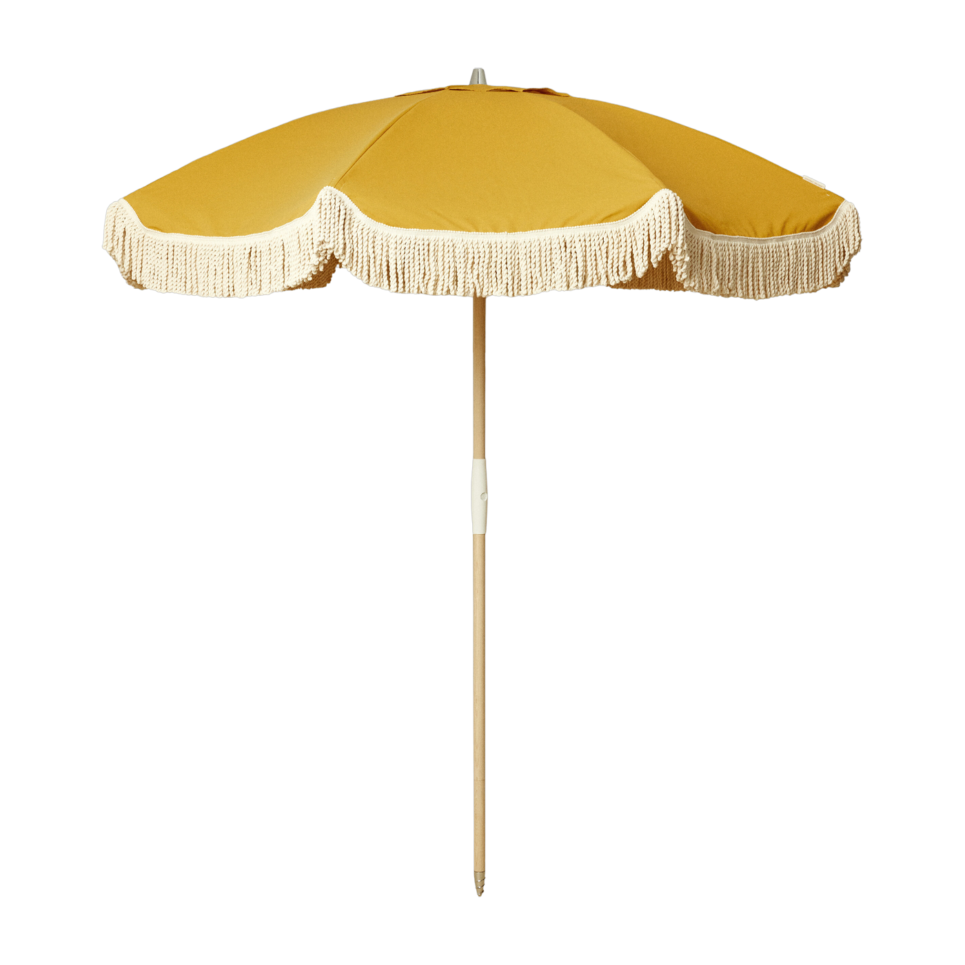 Parasol moutarde aux franges en coton écru 2m20 Pablo - Courant Sauvage