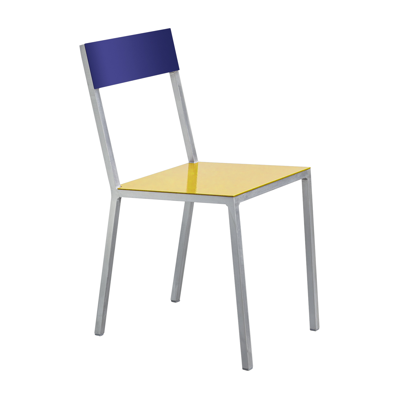 Gelber und blauer Metallstuhl 52x39x80cm -. valerie_objects