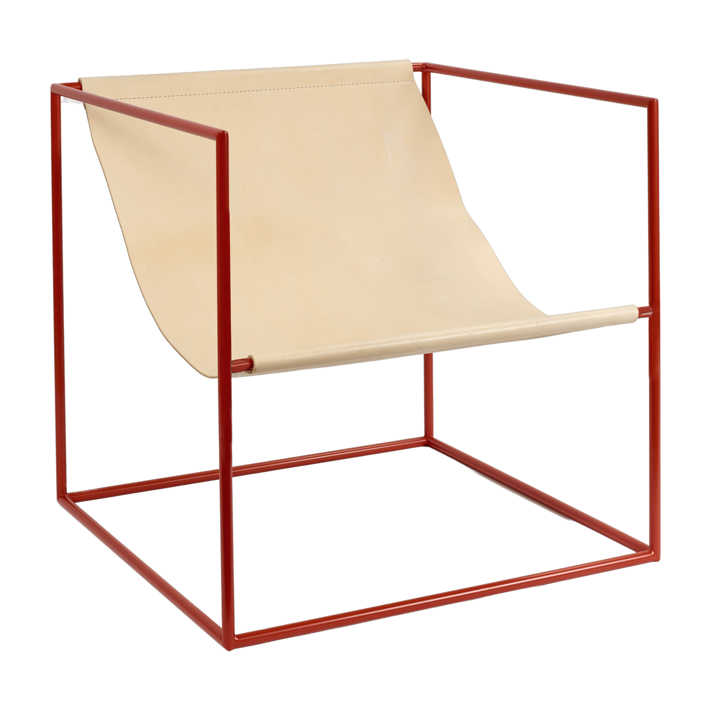 Poltrona in metallo rosso e pelle beige 62x62x61cm Solo Seat - valerie_objects