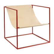 Poltrona in metallo rosso e pelle beige 62x62x61cm Solo Seat - valerie_objects