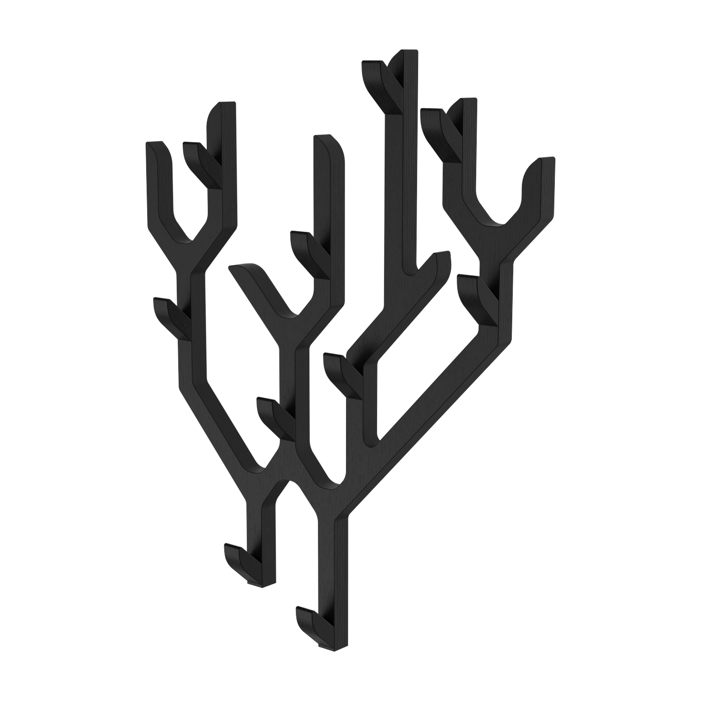 Porte manteaux mural en bois de chêne teinté noir 57 x 7,3 x 68 cm Ambroise - Hartô