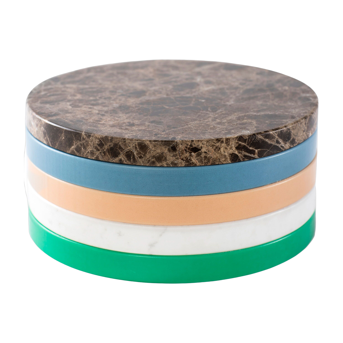 5 round trays in marbre and polyethylene 21x2cm Ensemble 1 - valerie_objects