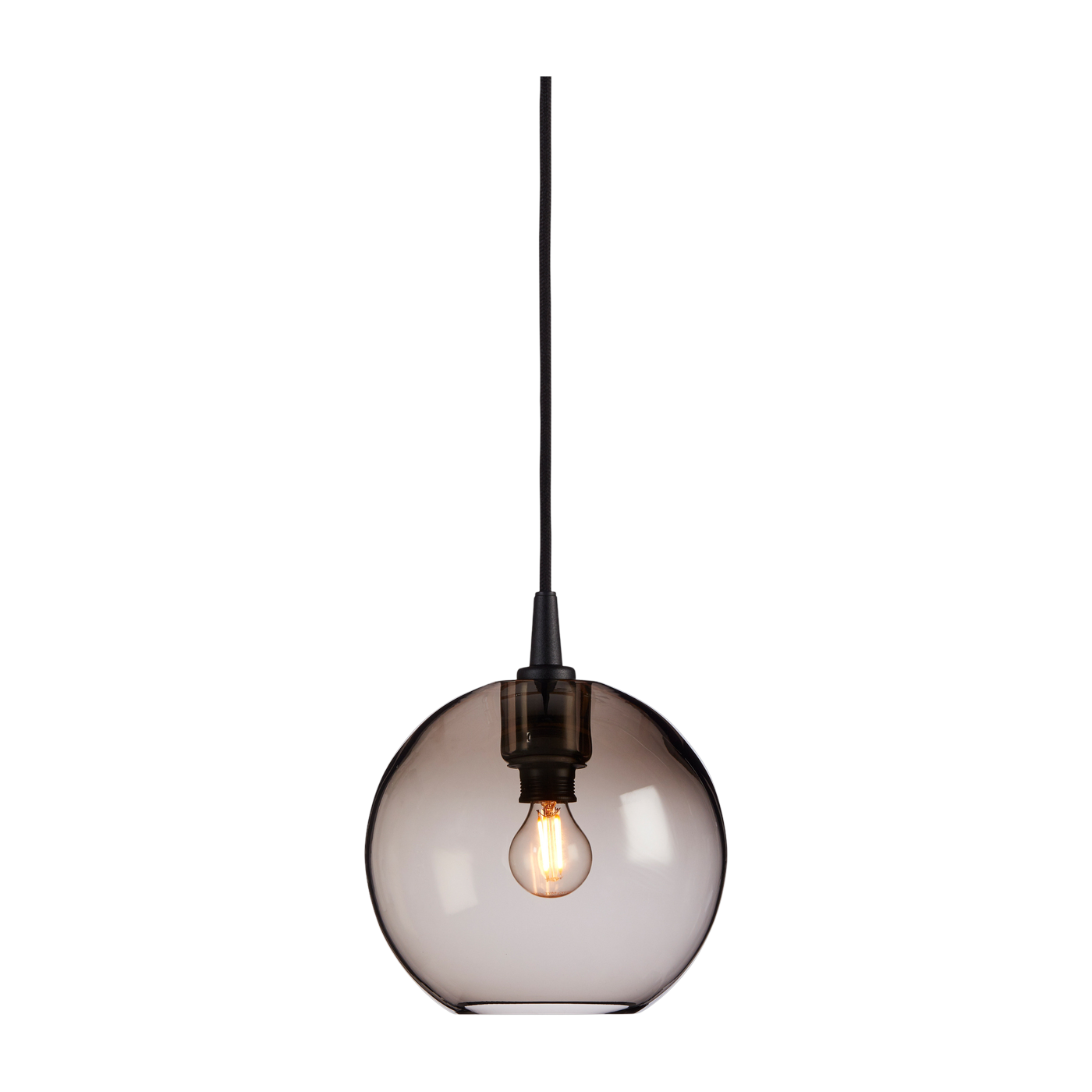 Suspension en verre fumé et structure en métal noir 19cm Gloria - Belid