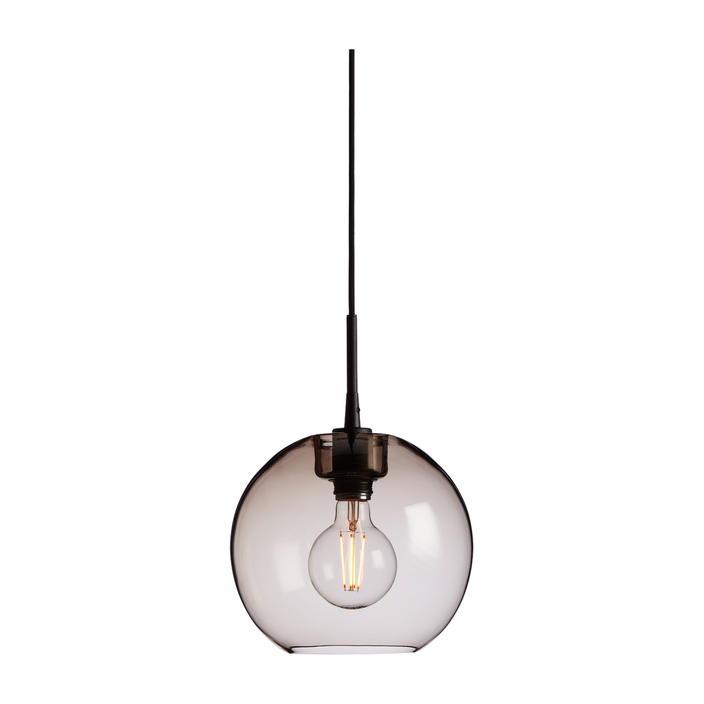 Suspension en verre fumé et structure en métal noir 26cm Gloria - Belid