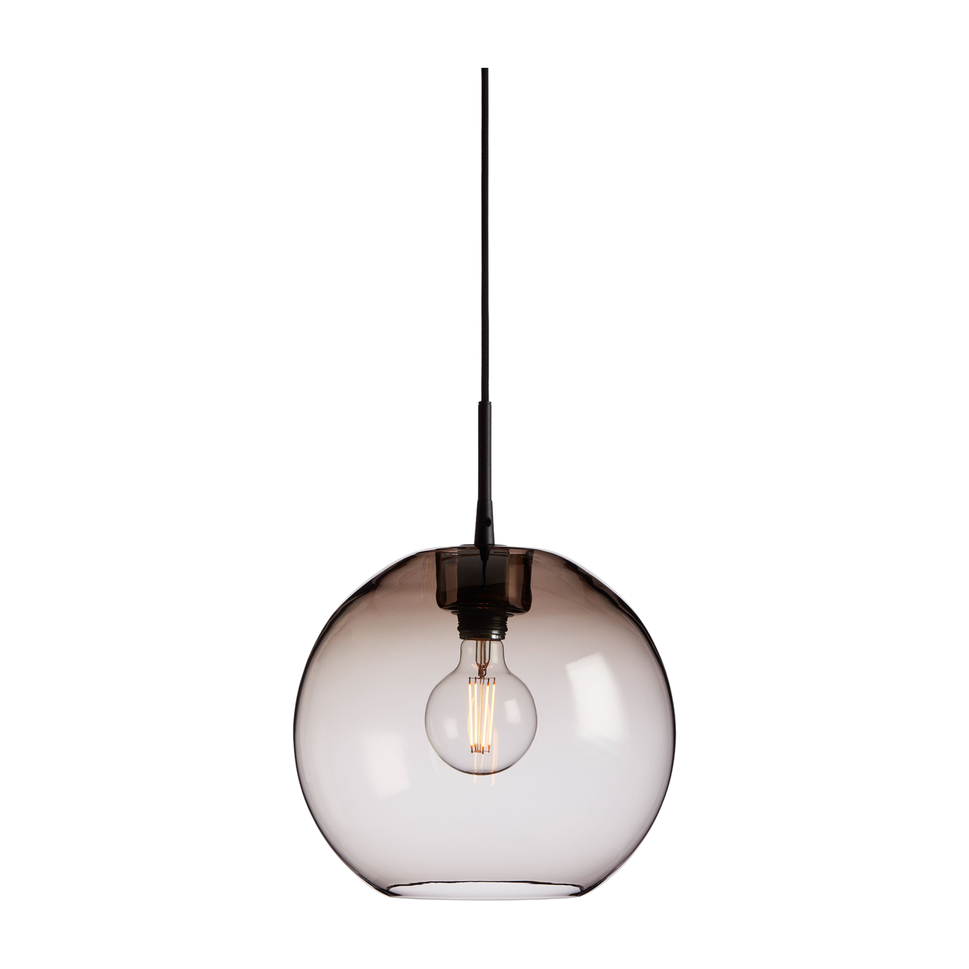Suspension en verre fumé et structure en métal noir 32cm Gloria - Belid