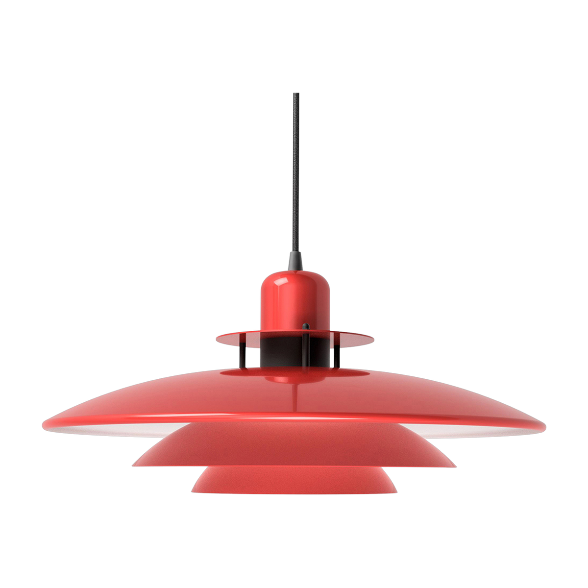 Hängeleuchte aus rotem brillant und schwarzem Metall mat 43cm Primus I -. Belid