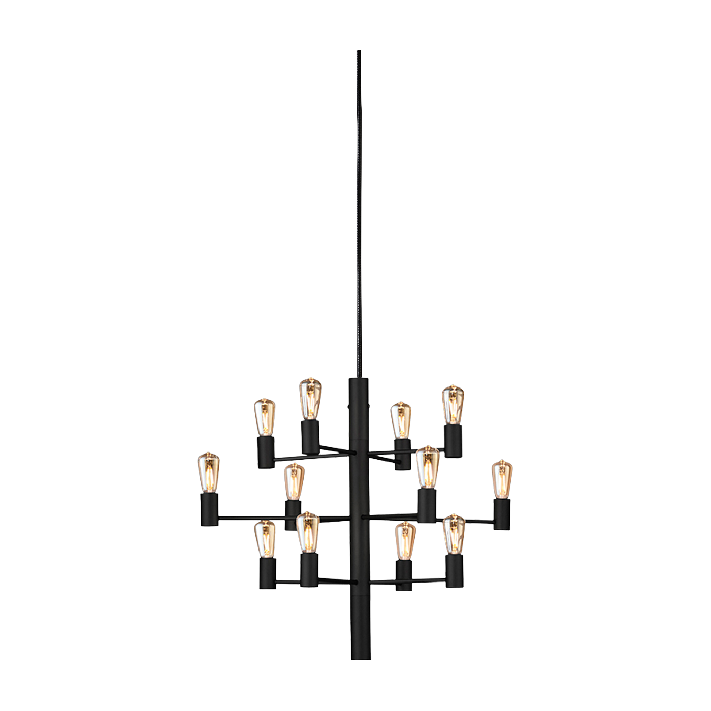 Suspension chandelier 12 ampoules noir 60cm Manola - Herstal