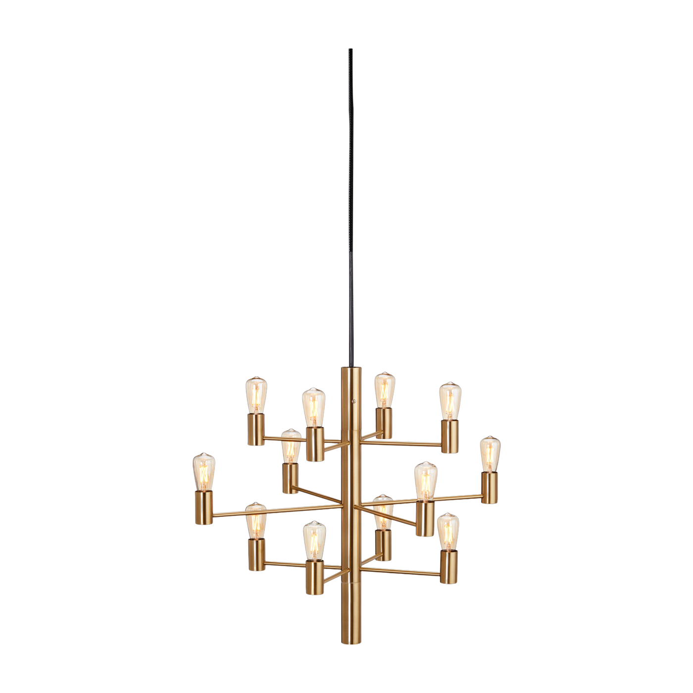 Suspension chandelier 12 ampoules laiton satin 60cm Manola - Herstal