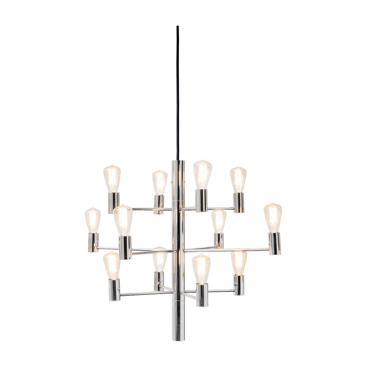 Suspension chandelier 12 ampoules chrome 60cm Manola - Herstal