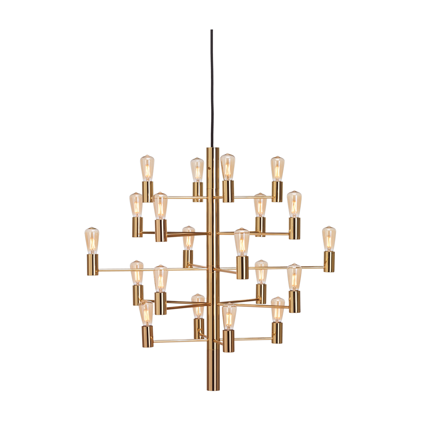 Suspension chandelier 20 ampoules laiton satin 60cm Manola - Herstal