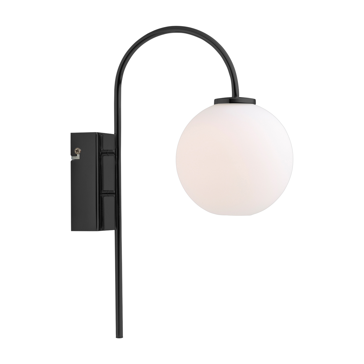 Wall light black metal structure and opal glass globe 38cm Ballon - Herstal