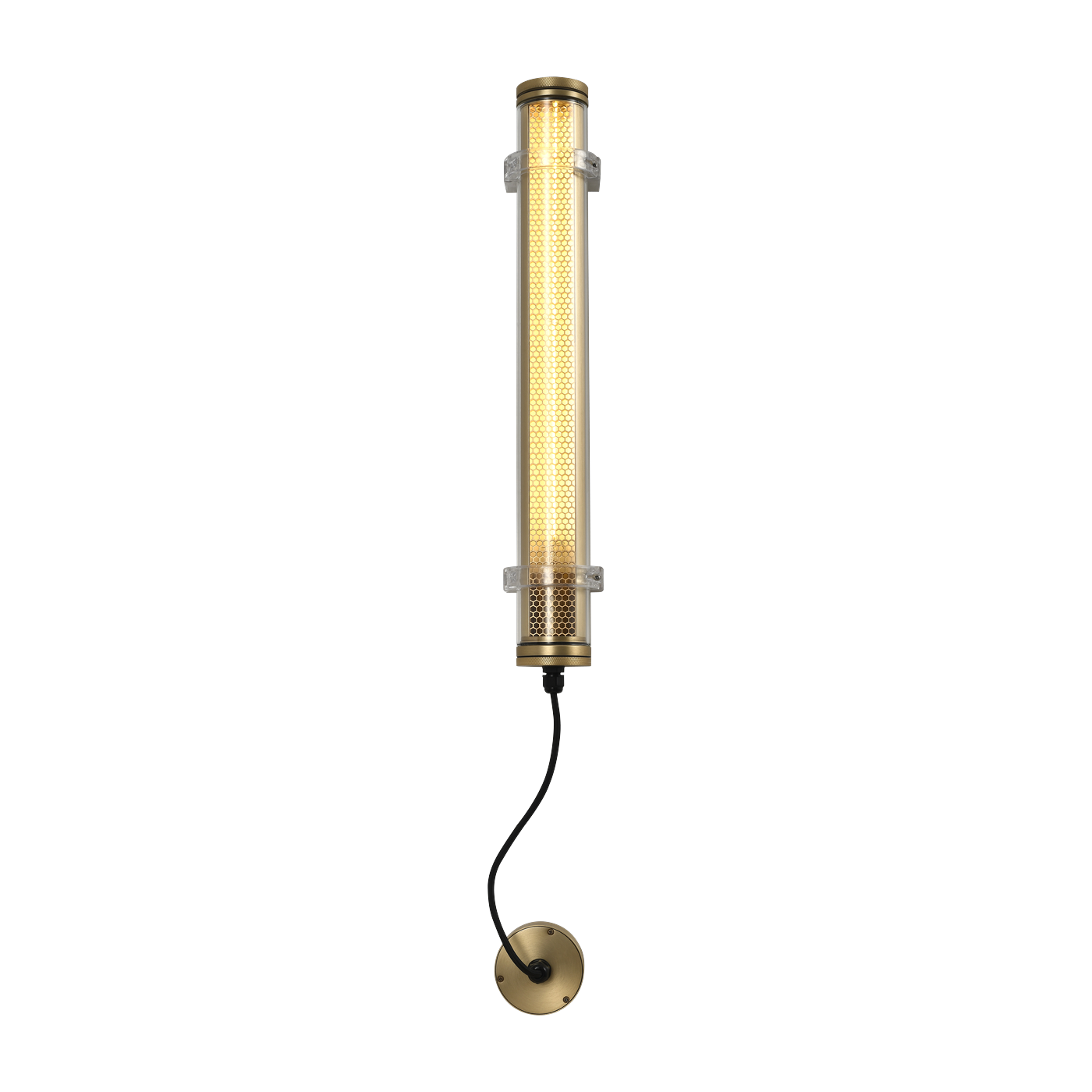 Outdoor wall lamp in glass and golden polycarbonate honeycomb 56, 2cm Lukas - Elements Lighting