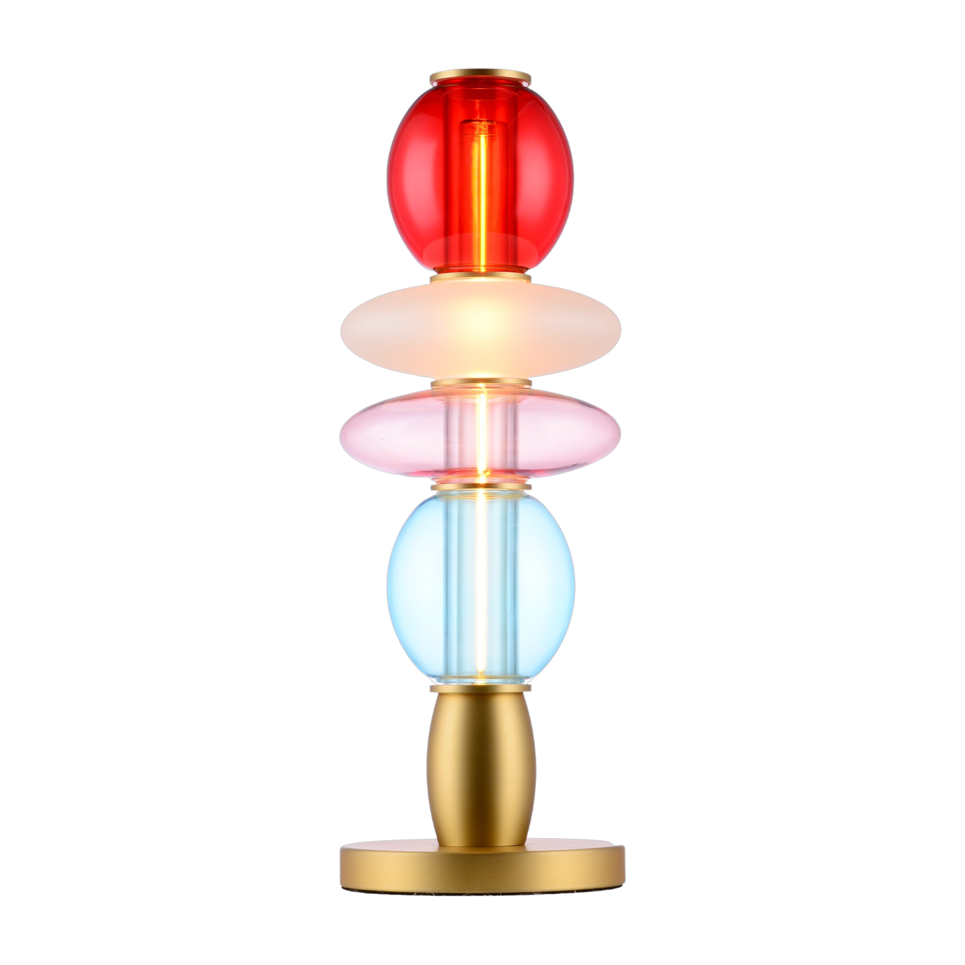 Red, opaque, pink and blue glass table lamp 54cm Leonor - Elements Lighting