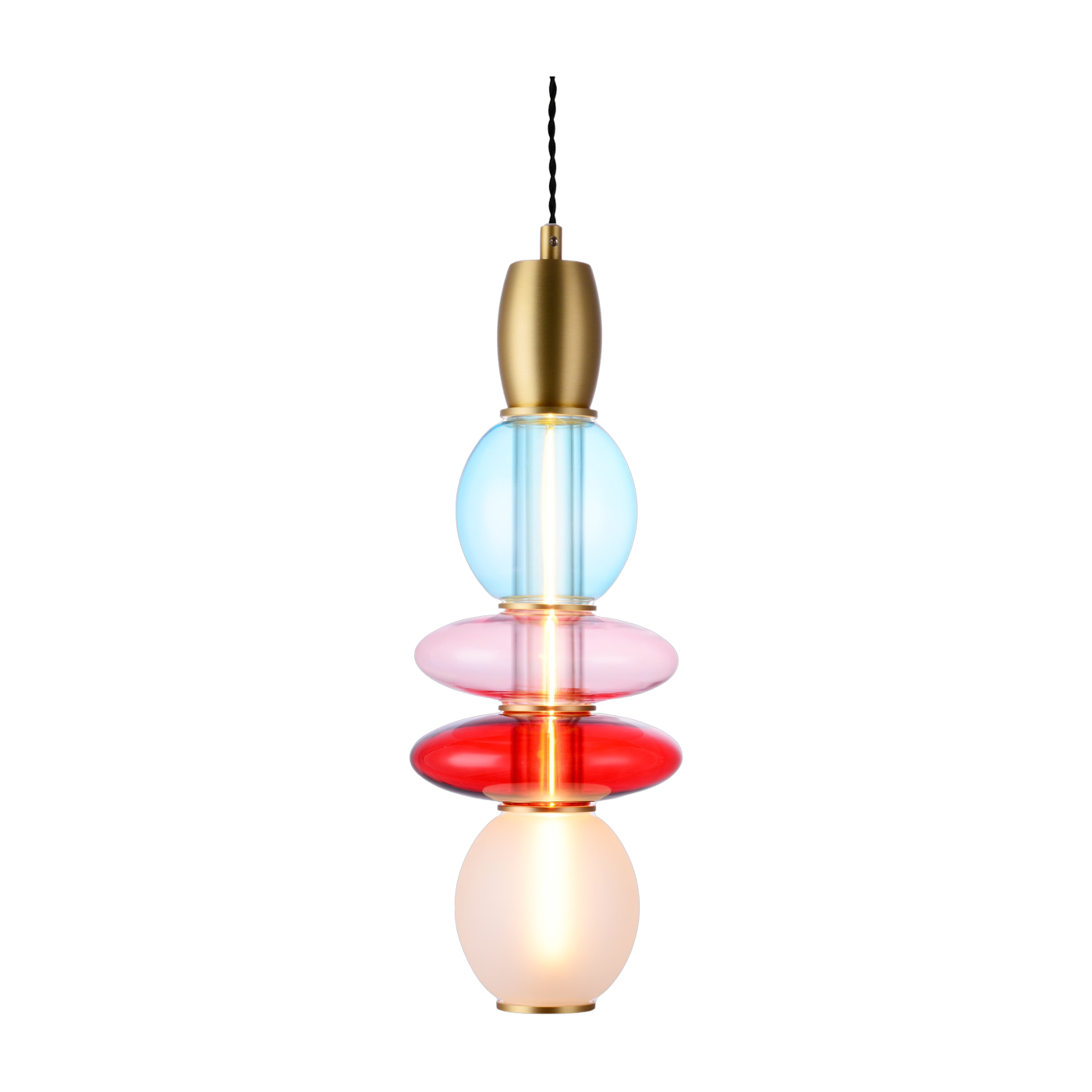 Blue, pink, red and opaque glass vertical pendant 48cm Leonor - Elements Lighting
