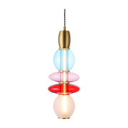 Lámpara de suspensión vertical en azul, rosa, rojo y cristal opaco, 48cm - Leonor Elements Lighting