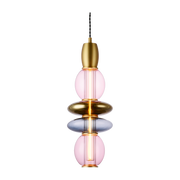 Suspension verticale en verre rose, doré et graphite 48cm Leonor - Elements Lighting