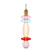 Suspension verticale en verre bleu, rose, rouge et opaque 55cm Leonor - Elements Lighting