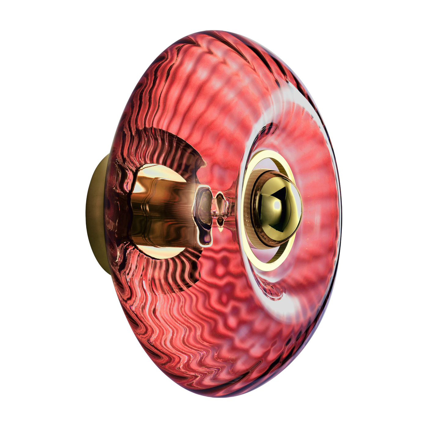 Wall sconce in ruby glass and gold ring 28cm Grace - Elements Lighting
