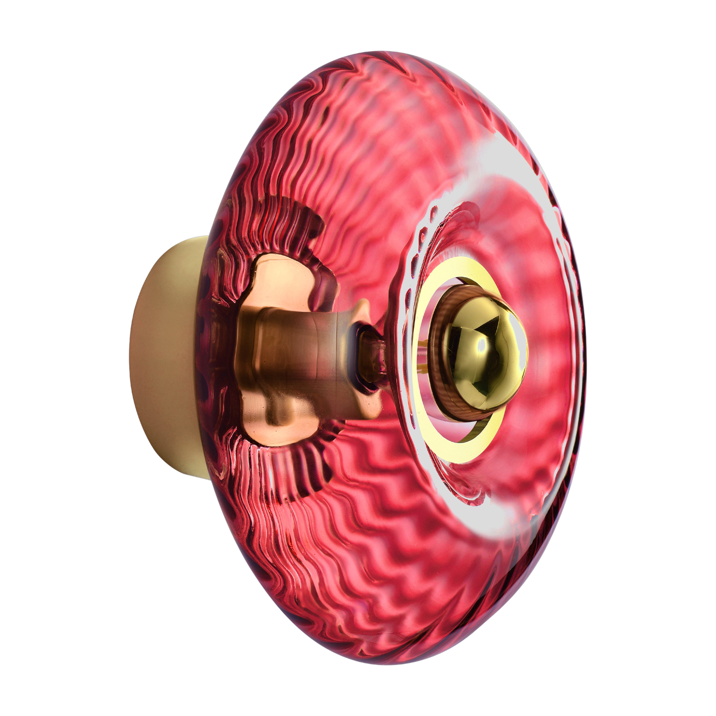 Wall sconce in ruby glass and gold ring 20cm Grace - Elements Lighting