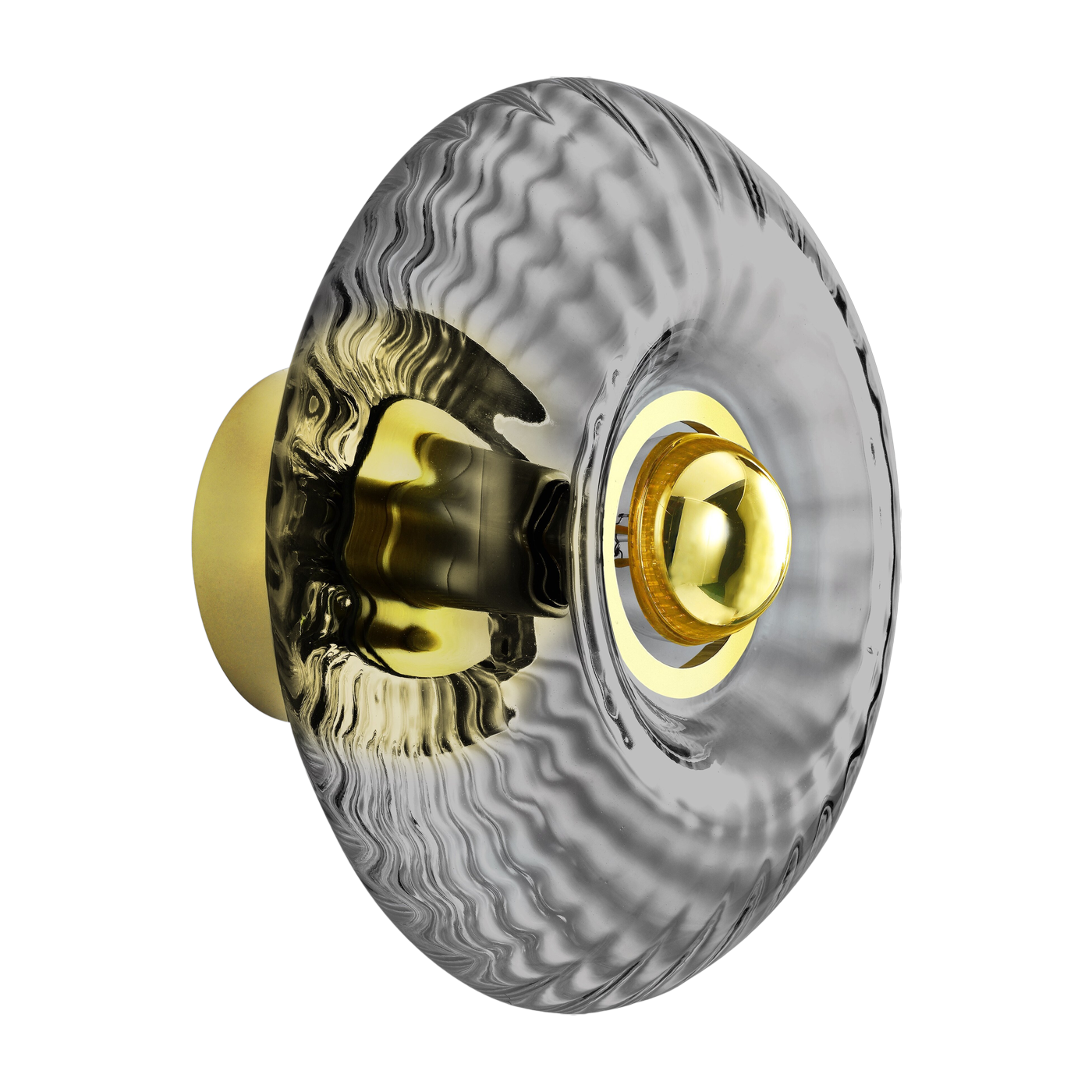 Graphite glass wall sconce with gold ring 20cm Grace - Elements Lighting