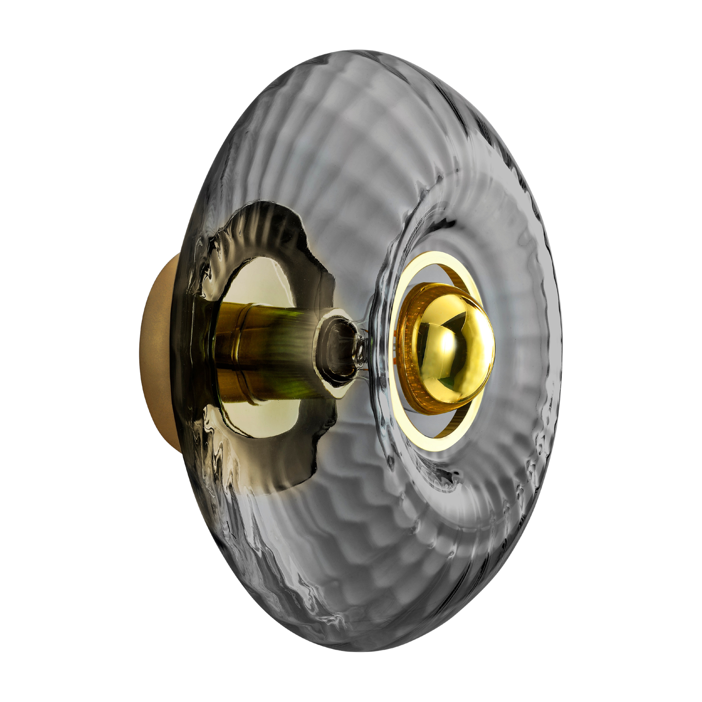 Wall sconce in graphite glass and gold ring 28cm Grace - Elements Lighting