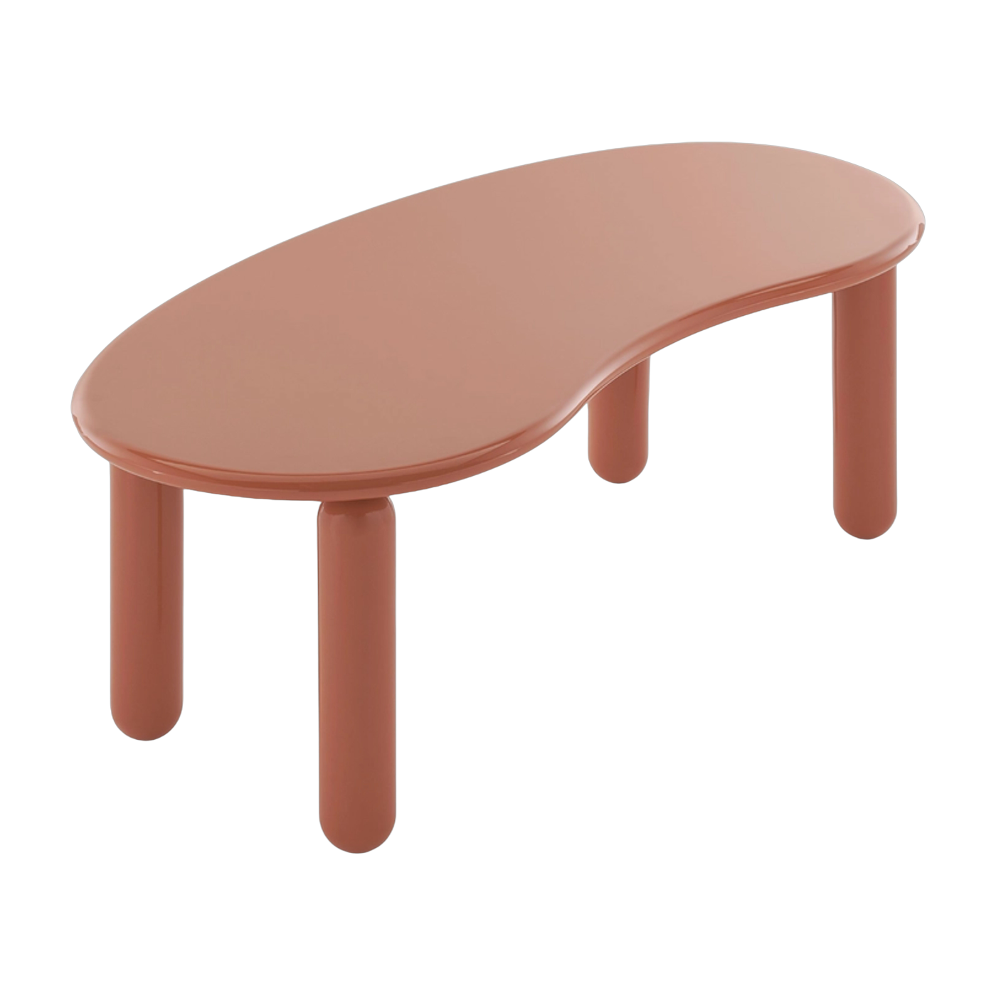 Organischer Couchtisch aus orange lackiertem Buchenholz 119x59cm Undique Mas -. Kartell