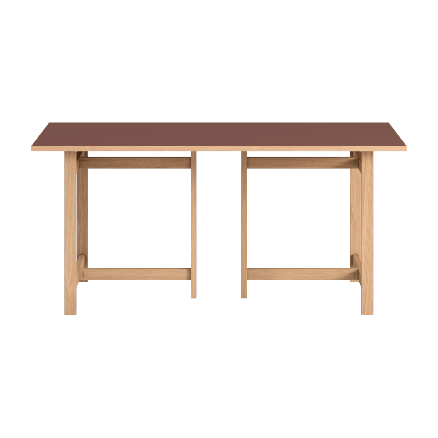 Tavolo da pranzo rettangolare in legno di quercia naturale e linoleum bordeaux 160x90cm - Moebe