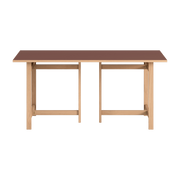 Mesa de comedor rectangular en madera de roble natural y linóleo burdeos 160x90cm - Moebe