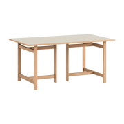 gris clair Mesa de comedor rectangular en roble natural y linóleo 160x90cm - Moebe