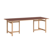 Mesa de comedor rectangular en madera de roble natural y linóleo burdeos 220x90cm - Moebe