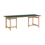 Rectangular dining table in natural oak wood and forest-green linoleum 220x90cm - Moebe