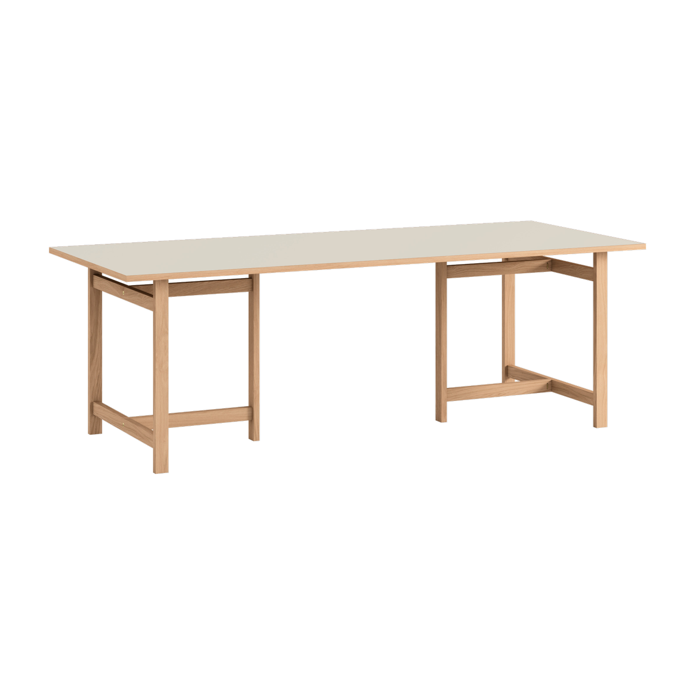 Rechteckiger Esstisch aus natürlichem Eichenholz und Linoleum gris clair 220x90cm -. Moebe