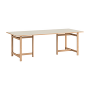gris clair Mesa de comedor rectangular en roble natural y linóleo 220x90cm - Moebe