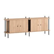 Storage unit in natural oak and black steel 162x35x65cm - Moebe