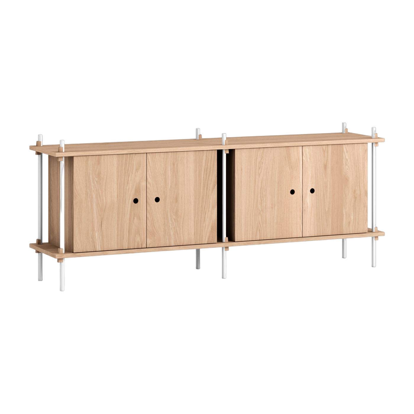 Buffet en bois de chêne naturel et acier blanc 162x35x65cm - Moebe