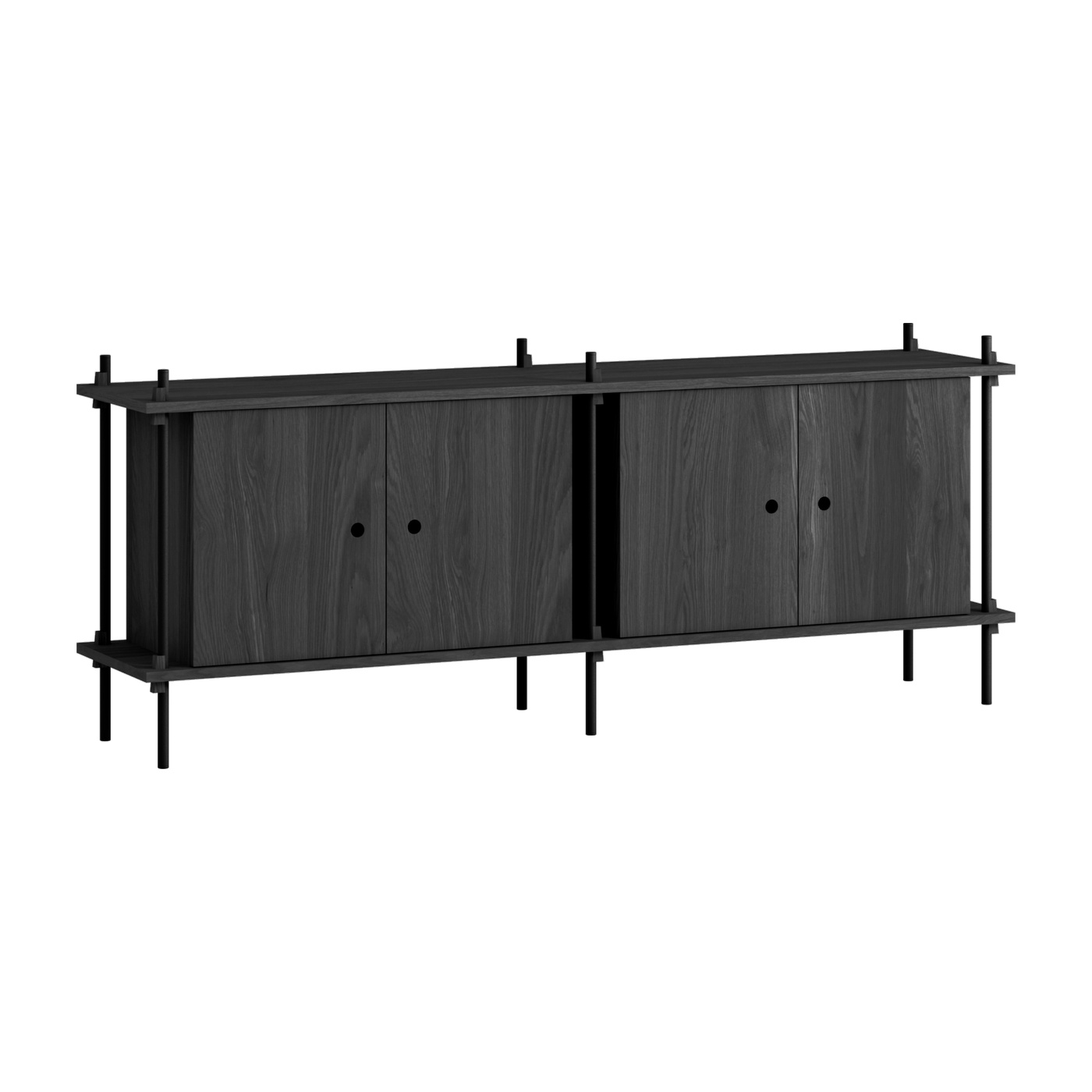 Buffet en bois de chêne noir et acier noir 162x35x65cm - Moebe