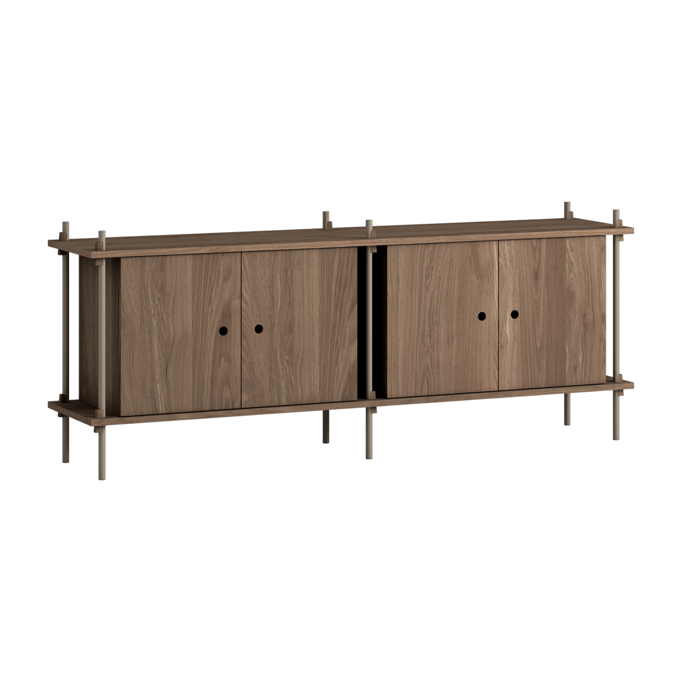 Buffet en bois de chêne fumé et acier gris chaud 162x35x65cm - Moebe