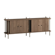 Buffet en bois de chêne fumé et acier gris chaud 162x35x65cm - Moebe