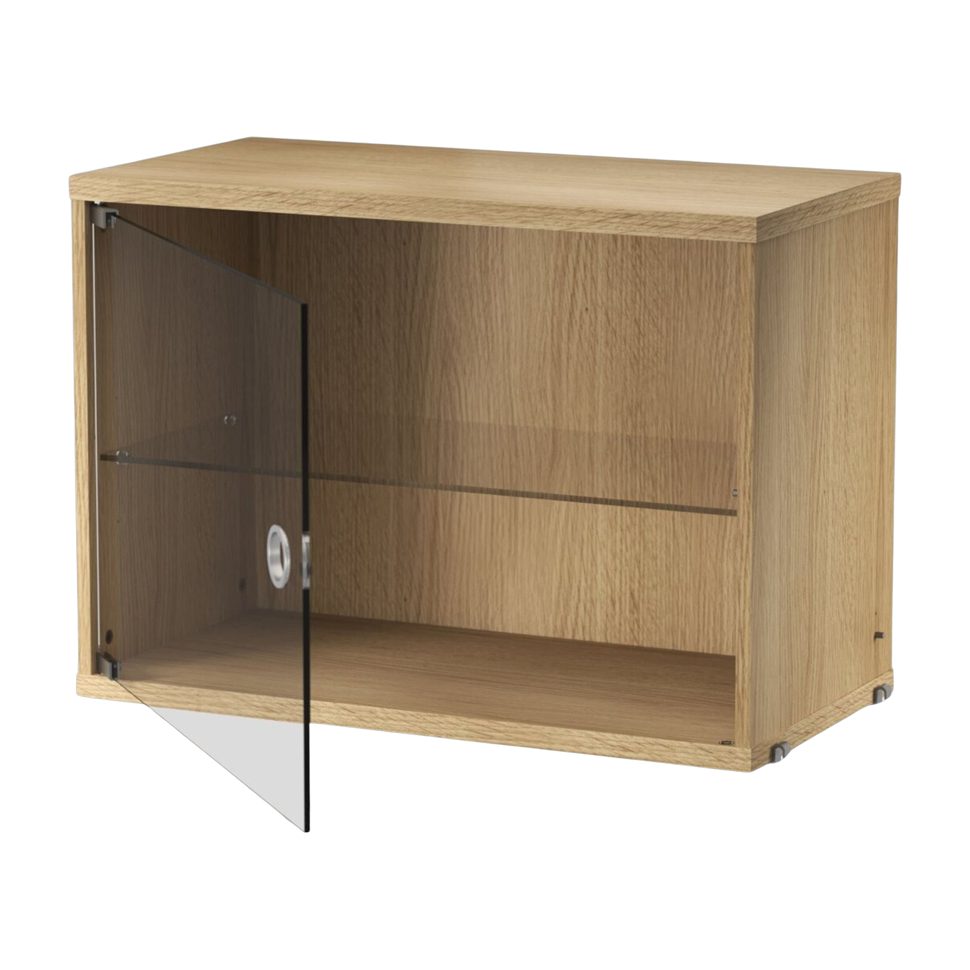String System Pedestal de roble con puerta de cristal 58x42x30cm - String furniture