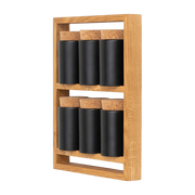 Spice rack in natural oak and gray ceramic jars 24. 5x5. 5x32cm Bocuse - das kleine b