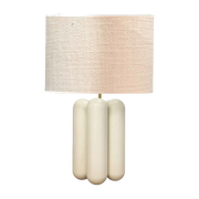 Charlotte Lámpara de madera color crema y pantalla de lana rizada 57cm - Cosin Paris
