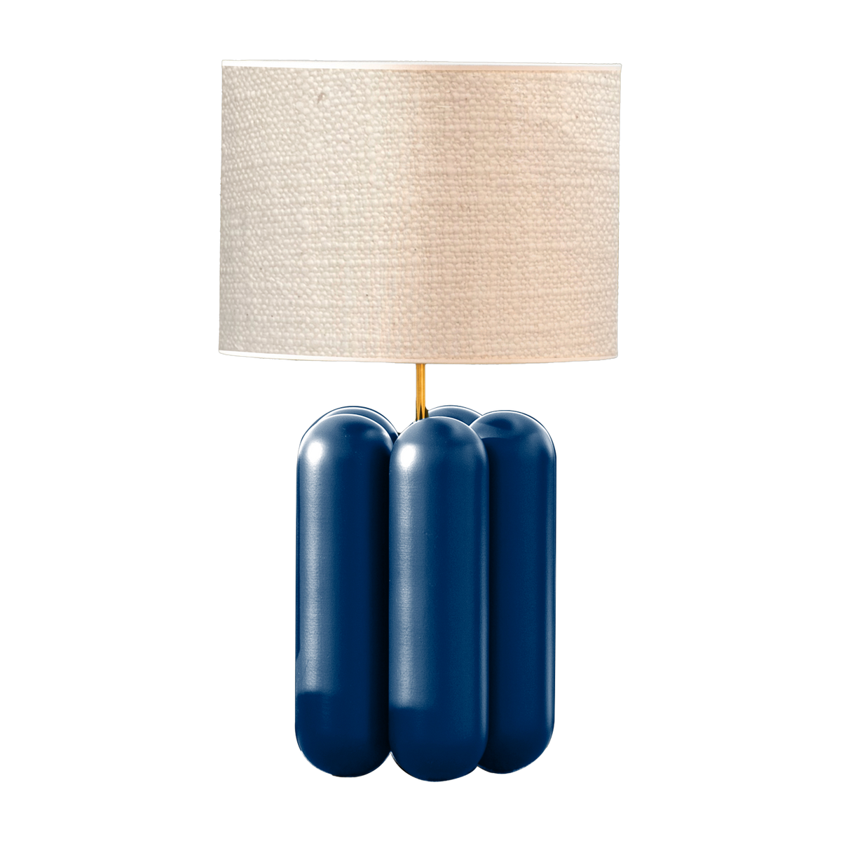 Lampe en bois bleu nuit et abat-jour en laine bouclé 57cm Charlotte - Cosin Paris
