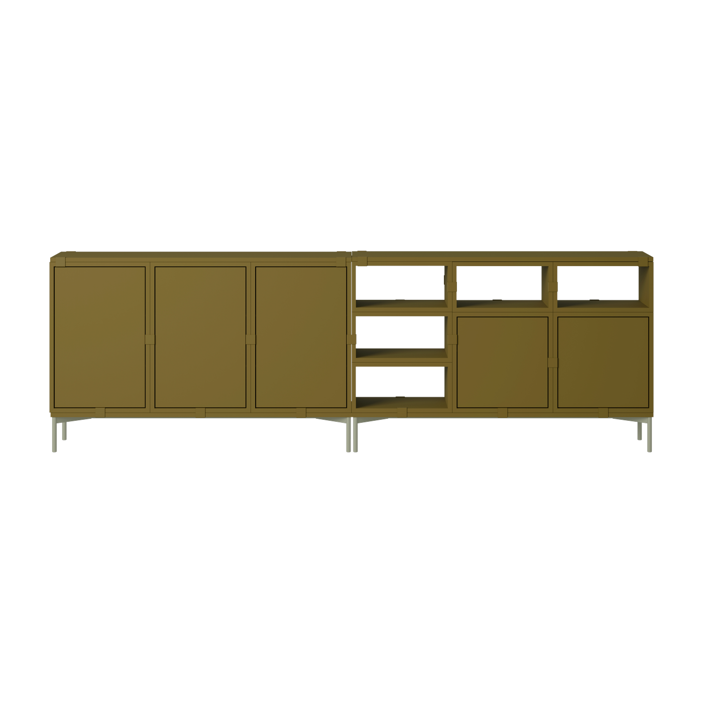 Stacked Buffet in legno mdf marrone verde 262x85cm Configurazione 2 - Muuto