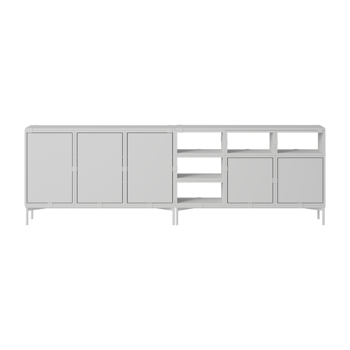 Stacked Credenza in legno mdf grigio 262x85cm Configurazione 2 - Muuto