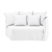 Ghost 35 straight rounded sofa module with removable covers in lino bianco fabric. Gervasoni