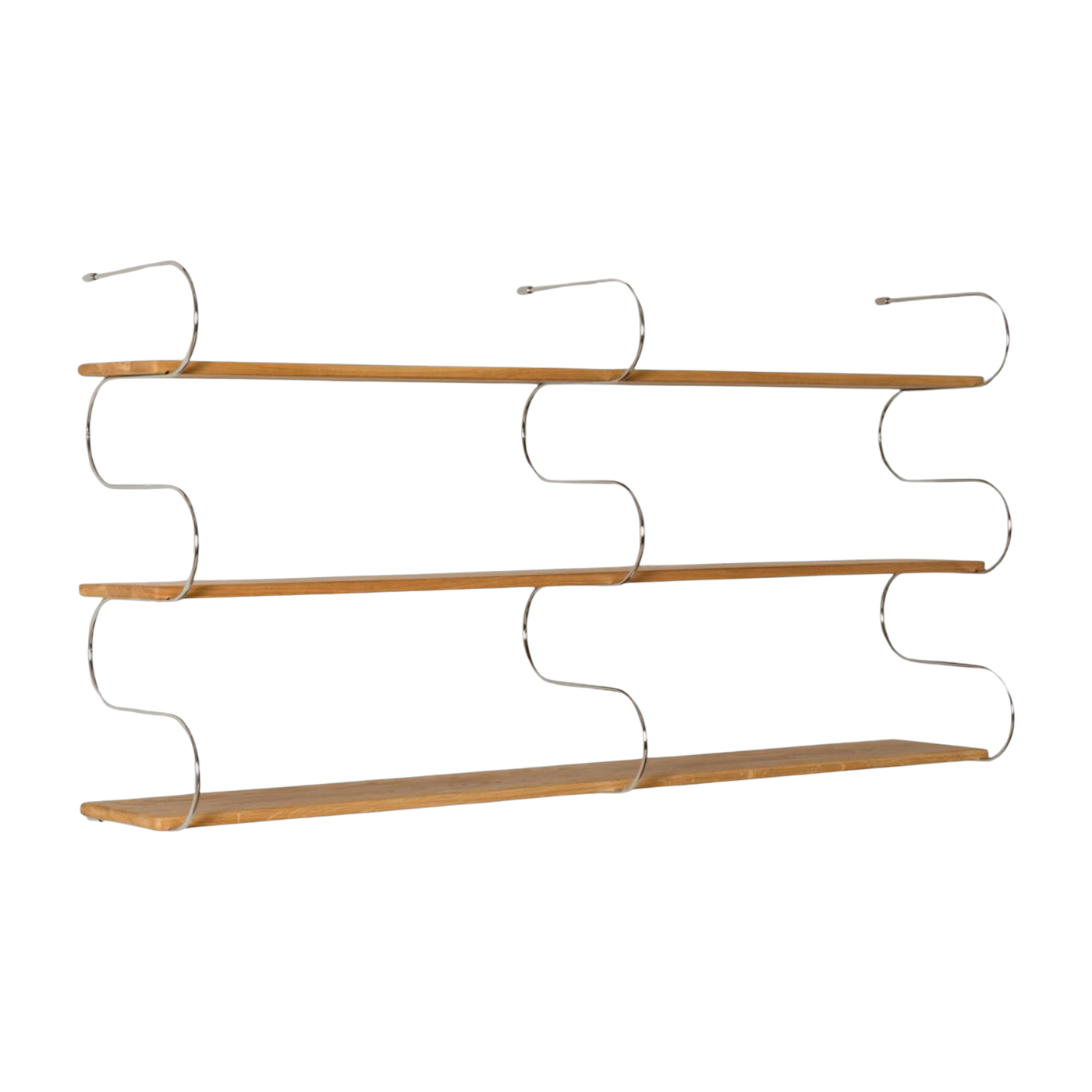 Onda Scaffale da parete in rovere e metallo cromato 160x80cm - Schneid Studio